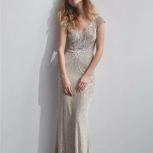 BHLDN nude sequin dress size 0 xs prom wedding